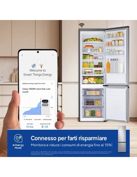Samsung RB38C600DSA Libera installazione 390 L Acciaio inox