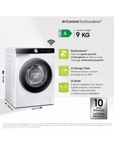 Samsung WW90DG6G94LKU3 lavatrice Caricamento frontale 9 kg 1400 Giri min Bianco 2