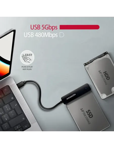 Axagon ADSA-FP2C USB-C 5Gbps - SATA 6G, 2.5 SSD HDD SLIM adapter - Adapter - Digital Daten scheda di interfaccia e adattatore