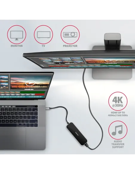 Axagon HMC-6H4A replicatore di porte e docking station per laptop Cablato USB 3.2 Gen 1 (3.1 Gen 1) Type-C Nero, Grigio