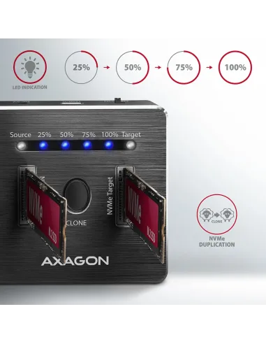 Axagon ADSA-M2C docking station per unità di archiviazione USB 3.2 Gen 2 (3.1 Gen 2) Type-C Nero