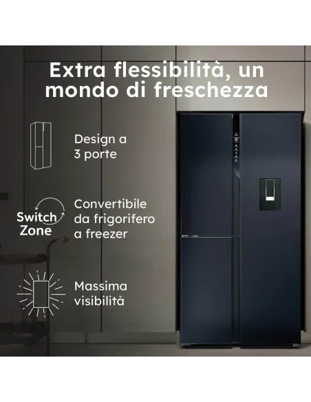 Haier HSPR79F18EWMB Frigorifero Side By Side 3 Porte Libera installazione 573L E Nero