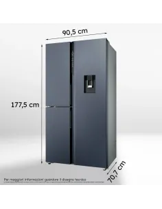 Haier HSPR79F18EWMB Frigorifero Side By Side 3 Porte Libera installazione 573L E Nero 2