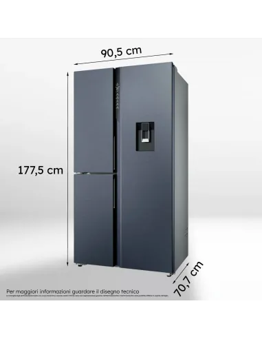 Haier HSPR79F18EWMB Frigorifero Side By Side 3 Porte Libera installazione 573L E Nero