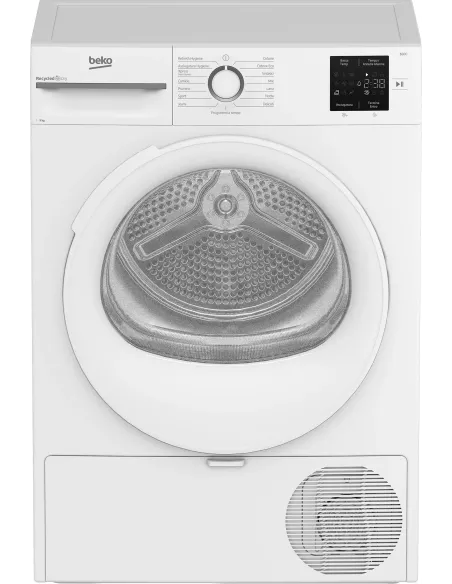 Beko BMT491WI_IT, Asciugatrice 9kg, Classe C, Linea Estetica NX, motore inverter, Display digitale, colore Bianco, oblò Bianco