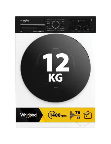 Whirlpool FRONT LOADER STD, Capacità 12kg, classe A -10%, bianco, Autodose, vapore, porta nera, Wi-Fi