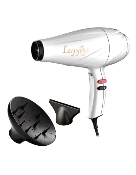 GA.MA Phon Leggero Ion tecnologia agli ioni, anti crespo, 2400 W, Motore AC a lunga durata Made in Italy, 6 combinazioni di