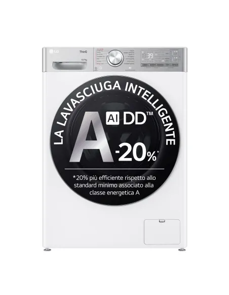LG D4R9513TPWC Lavasciuga 13 7kg AI DD, Classe D, 1400 giri, TurboWash 360, Autodosaggio