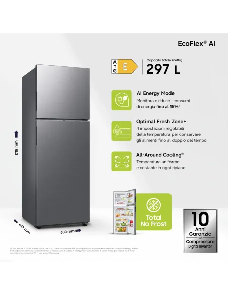 Samsung Frigorifero Doppia Porta EcoFlex AI 305L RT31CG5624S9