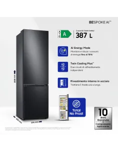 Samsung Frigorifero Combinato BESPOKE AI 2m 387L RB38C7B6AB1 2