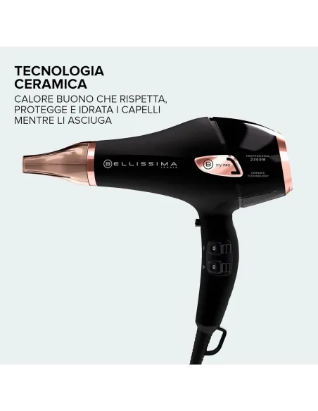 Bellissima Imetec Ceramic P5 3800, Asciugacapelli Professionale Per Capelli Morbidi e Luminosi, Tecnologia Ceramica, Potenza