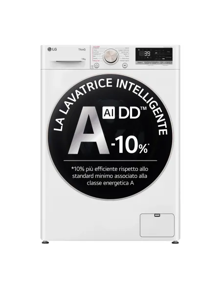 LG F4R7010TSWG Lavatrice 10kg AI DD, Classe A-10%, 1400 giri, TurboWash, Vapore