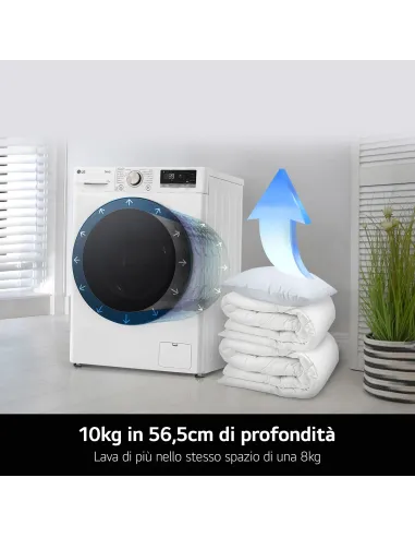 LG F4R7010TSWG Lavatrice 10kg AI DD, Classe A-10%, 1400 giri, TurboWash, Vapore