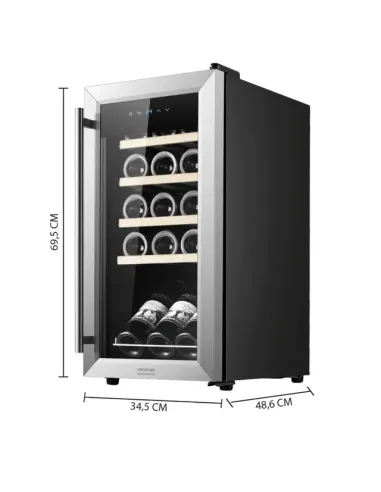 Cecotec 00121 cantina vino Cantinetta vino con compressore Libera installazione Acciaio inox 15 bottiglia bottiglie