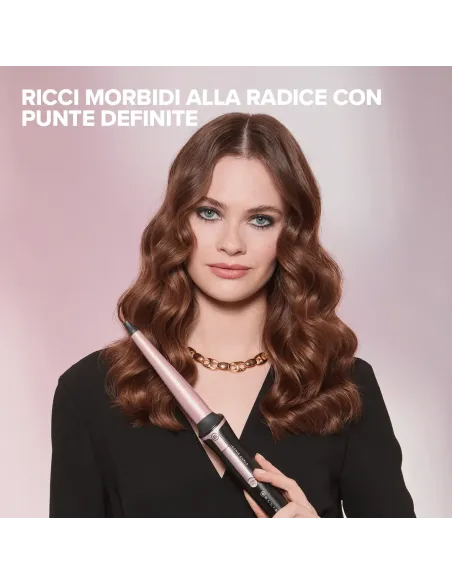 Bellissima Imetec Iconic Curls, ferro arricciacapelli, rivestimento in ceramica, forma conica per ricci stretti e morbidi,