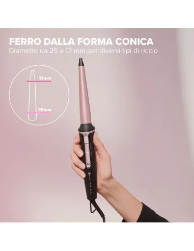 Bellissima Imetec Iconic Curls, ferro arricciacapelli, rivestimento in ceramica, forma conica per ricci stretti e morbidi,