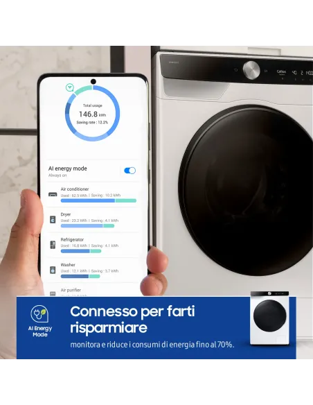 Samsung Lavasciuga AI Control Ecodosatore 9 6Kg WD90DG6B85BKU3