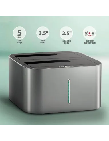 AXAGON ADSA-DC USB3.2 Gen1 - 2x SATA 6G CLONE DUAL HDD Dock Station ASMedia