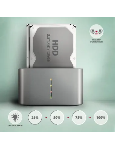 AXAGON ADSA-DC USB3.2 Gen1 - 2x SATA 6G CLONE DUAL HDD Dock Station ASMedia