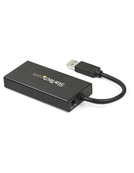 StarTech.com Hub USB 3.0 (5Gbps) a 3 porte portatile con NIC Gigabit Ethernet - In alluminio con cavo integrato