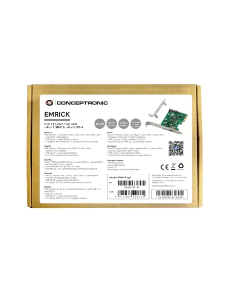 Conceptronic EMRICK09G scheda di interfaccia e adattatore Interno USB 3.2 Gen 2 (3.1 Gen 2)