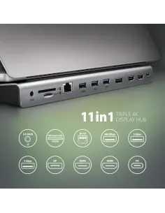 Axagon HMC-4KX3 replicatore di porte e docking station per laptop Cablato USB 3.2 Gen 1 (3.1 Gen 1) Type-C Grigio 2