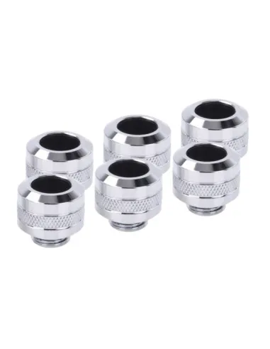 Alphacool Eiszapfen Pro Anschluss 13mm Hardtube Fitting G1/4, 6-Pack - chrome
