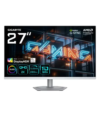 GIGABYTE MO27Q2A ICE Monitor Gaming OLED 27” 2K QHD - 2560 x 1440, 280Hz, 0.03ms, 250 cd m², FreeSync Premium Pro, DisplayHDR