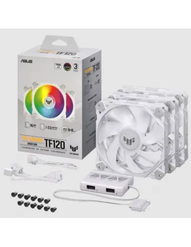 ASUS TUF Gaming TF120 ARGB Lüfter 3er Pack inkl. RGB-Controller - 120mm, weiß