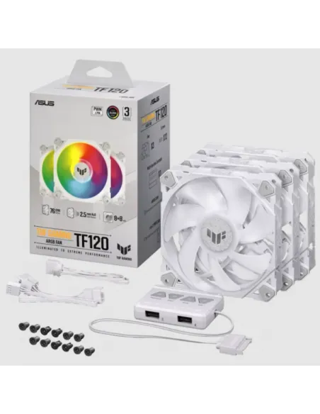 ASUS TUF Gaming TF120 ARGB Lüfter 3er Pack inkl. RGB-Controller - 120mm, weiß