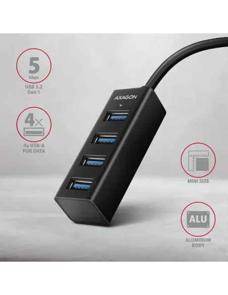 AXAGON HUE-M1C Superspeed USB-C Mini Hub, 4x USB 3.0 - 20cm, schwarz