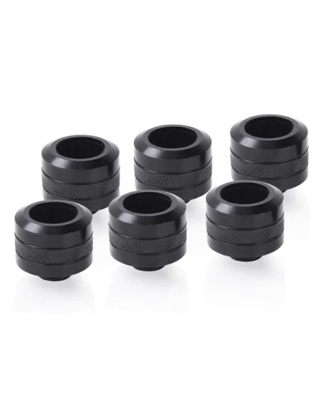 Alphacool Eiszapfen Pro Anschluss 16mm Hardtube Fitting G1/4, 6-Pack - schwarz
