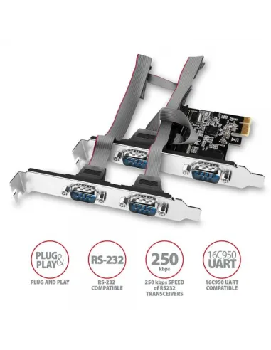Axagon PCEA-PSN PCIe-Adapter mit 4x Seriell-Ports - ASIX AX99100