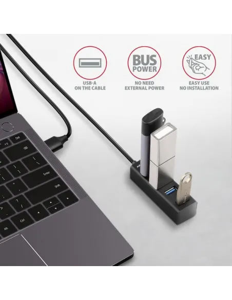 AXAGON HUE-M1AL Mini USB-A-Hub,4x USB-A 3.2 Gen 1, silber - 1,2m
