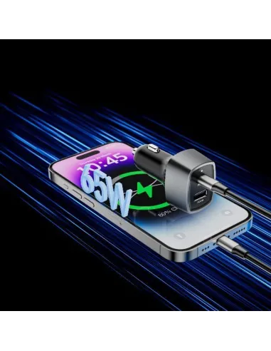 USB-C/USB-A CAR CHARGER 65W BLACK