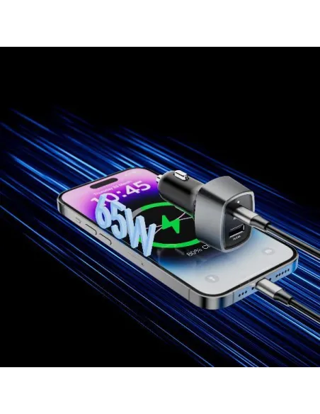 USB-C/USB-A CAR CHARGER 65W BLACK