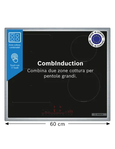 Bosch Serie 6 PVS645HB1E Piano cottura a induzione 60 cm CombInduction Nero