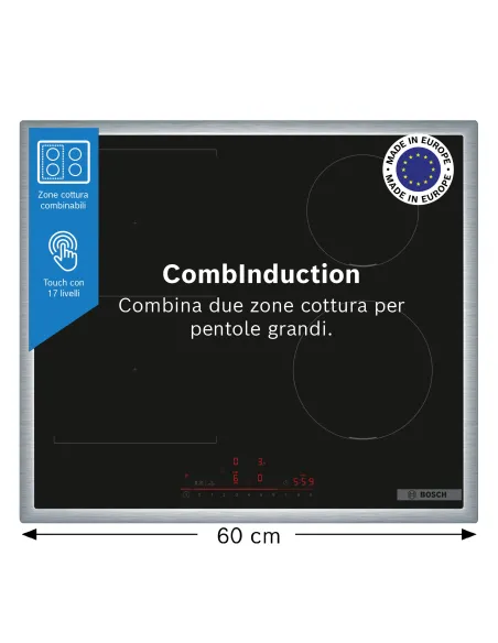 Bosch Serie 6 PVS645HB1E Piano cottura a induzione 60 cm CombInduction Nero