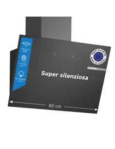 Bosch Serie 2 DWK65DK60 Cappa a muro inclinata 60 cm 3 velocità + 1 intensiva Nero Classe A