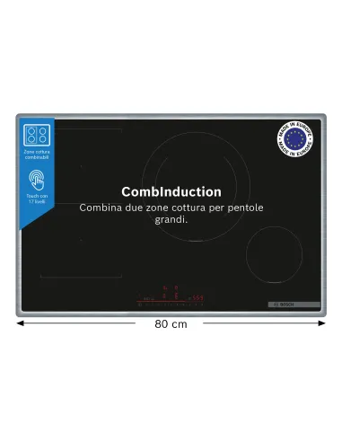 Bosch Serie 6 PVS845HB1E Piano cottura a induzione 80 cm CombInduction Nero