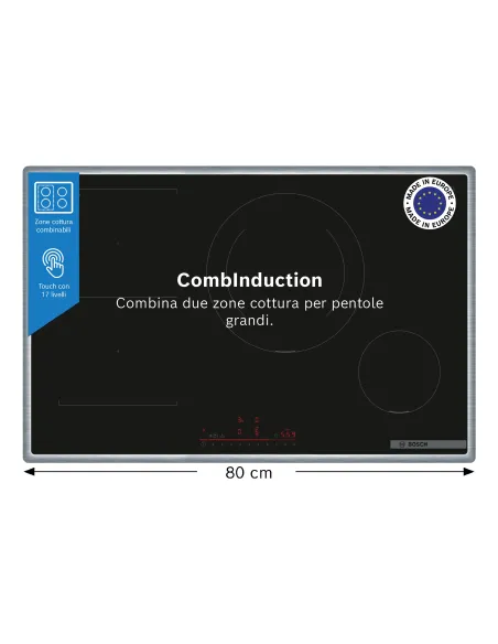 Bosch Serie 6 PVS845HB1E Piano cottura a induzione 80 cm CombInduction Nero