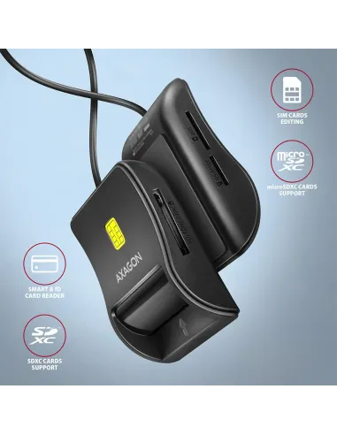 Axagon CRE-SM3SD USB Smart card & SD microSD SIM Flat lettore di card readers Interno USB 2.0 Nero