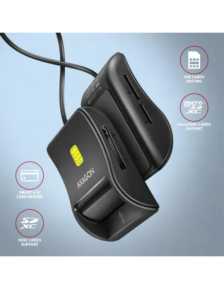 Axagon CRE-SM3SD USB Smart card & SD microSD SIM Flat lettore di card readers Interno USB 2.0 Nero