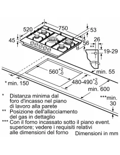 Bosch Serie 4 PGQ7B5K90 Piano cottura a gas 75 cm 5 fuochi Acciaio Inox 2