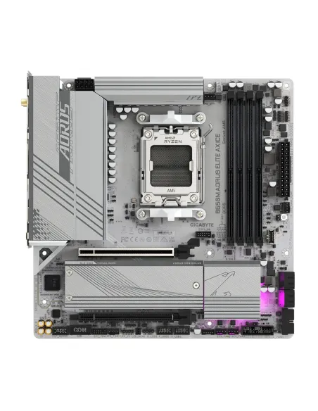 GIGABYTE B650M AORUS ELITE AX ICE Scheda madre - AMD Ryzen serie 9000, VRM a 12+2+2 fasi, fino a 8000 MHz DDR5 (OC), 1xPCIe 5.0