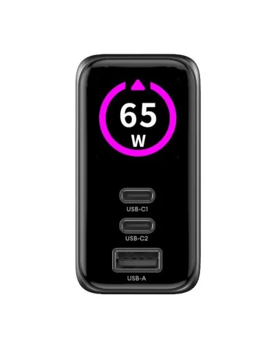 2USBC/USBA WALL CHARGER 65W DISPLAY