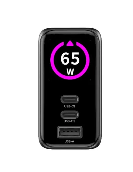 2USBC/USBA WALL CHARGER 65W DISPLAY