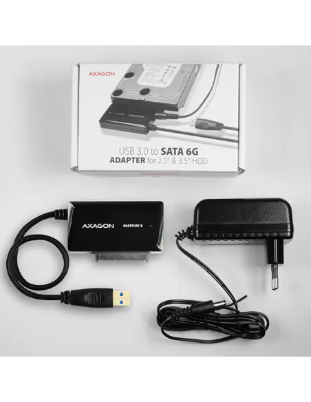 AXAGON ADSA-FP3 FASTPort3 Adapter, USB3.0, HDD/SSD/ODD, SATA 6G - Netzteil
