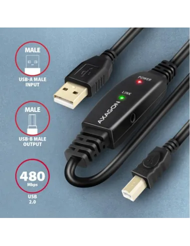 AXAGON ADR-210B aktives USB 2.0 Verbindungskabel, USB-A auf USB-B - 10m