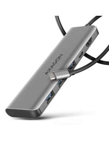 AXAGON HMC-5H USB-C 3.2 Gen 1 hub, 3x USB-A, 4K HDMI, PD 100W - Silber